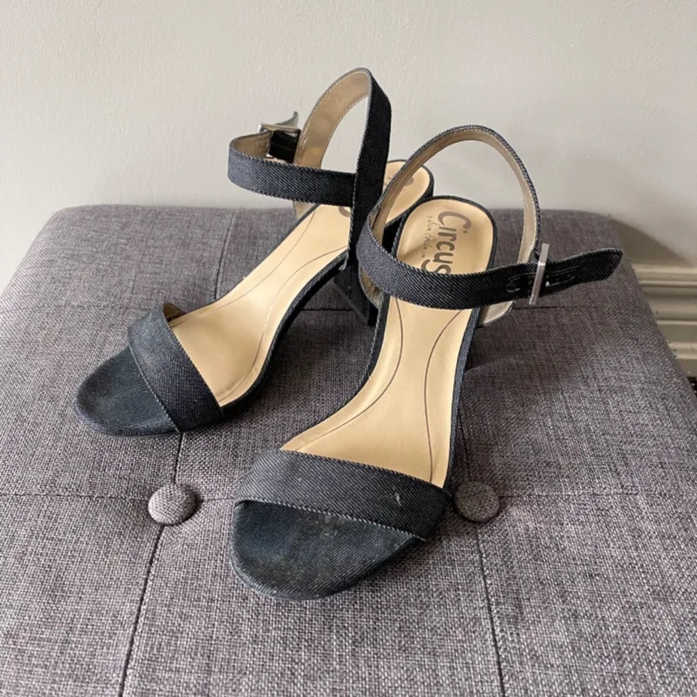 Circus by Sam Edelman denim blocked heel sandal US7